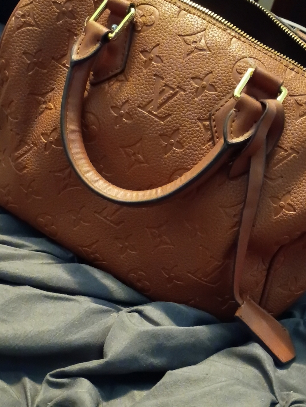 Louis Vuitton Tan Monogram Embossed Leather Satchel with Gold Hardware - Picture 1 of 7